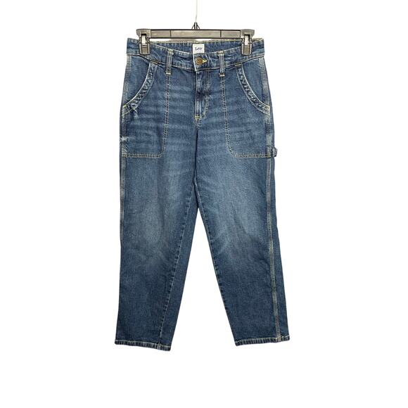 Lee 90s Vintage Mid Wash Wide Leg Mid Rise Cargo Pants Jeans Women Size 2 Y2K - Picture 1 of 5